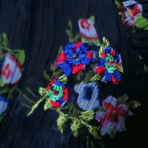 Free People Buttercup Embellished Button Down Sequin Top in Black - Picture 11 of 12